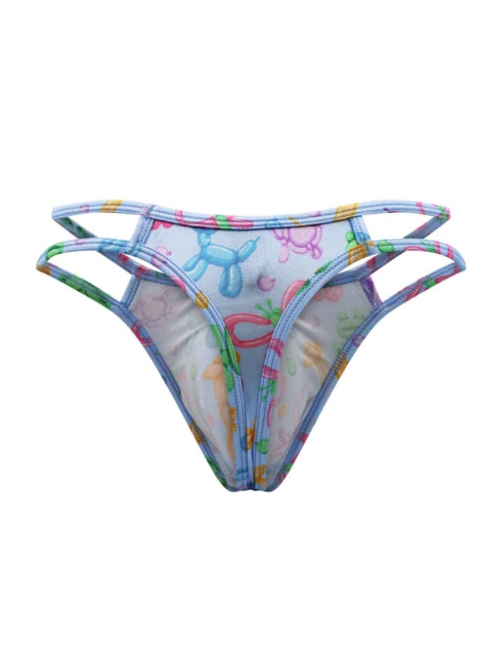 Men's Luxe Satin Double Strap Thong Underwear